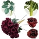 thumbnail image 2 of Artificial Burgundy Flowers 16 Inches Artificial Silk Rose Faux Rose Mother's Day Bouquet 9 Heads Vintage Rose For Diy Wedding Table Centerpiece Party, 2 of 5