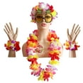 thumbnail image 4 of Conjunto De Decoraciones De Fiesta Hawaiana Guirnaldas Leis Hawaianas Gafas De Sol De Piña Collar De Flores Diademas Y Muñequeras Etiqueta Engomada Del Tatuaje Kearding  HA036922-00, 4 of 6