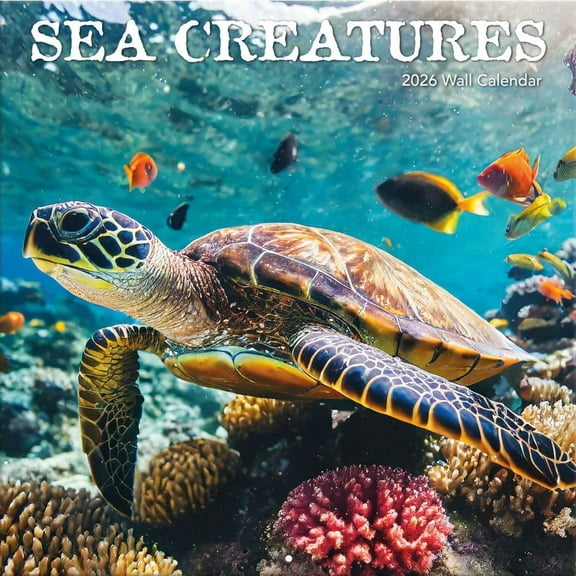 Turner Licensing, Sea Creatures 2026 Wall Calendar, 12'' X 12'', 12-Month Calendar with Stapled Binding