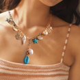 thumbnail image 3 of Shell Necklace for Women Seashell Necklace Beach Charm Necklace Pearl Starfish Beaded Necklace Layered Charm Necklace Beach Essentials Summer Outfits for Women, 3 of 6