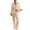 Beige, variant on Womens Pajamas Fuzzy Feather Trim Long Sleeve Button-Down Tops Pants 2 Piece Women Lounge Sets Womens Sleepwear