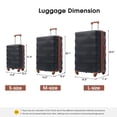 thumbnail image 6 of Hommoo Travel 3 Pcs ABS Hardshell Luggage Sets, 20''24''28'' Spinner Suitcase Set with TSA Lock, Black&Brown, 6 of 7