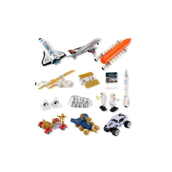 Mars Space Shuttle Playset for Kids with Rockets Satellites Rovers & Vehicles - 15 Piece