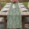 thumbnail image 4 of Dark Green Botanical Table Runner 70 Inches, Pastoral Elegant Spring Floral Bed Runner Dresser Scarves Tabletop for Indoor Outdoor Parties/Ceremony/Banquet, 13" x 70", 4 of 8