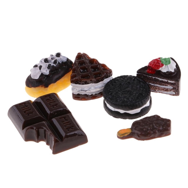 6 Unidades 1/12 Muñeca Miniatura Mini Alimentos de tarta Chocolate y de Plástico Yotijar Dollhouse Chocolate Cake