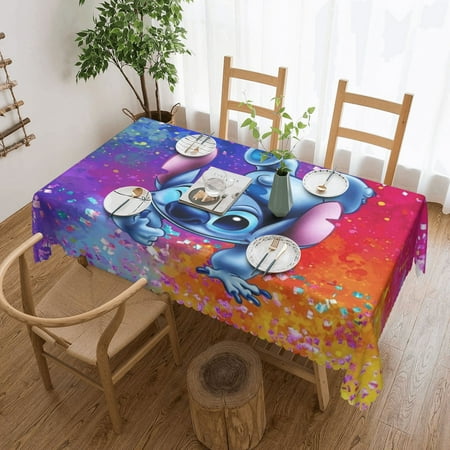 

Anime Cute Lilo and Stitch Angel Rectangular lace Table Cloth Anti-oil and water-repellent Polyester Table Cover for Kitchen Restaurant Party Picnic Dinner Banquet Patio Cartoon (200)