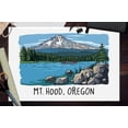 thumbnail image 3 of Mount Hood, Oregon, River and Mountain, Line Drawing (12x18 Wall Art Poster, Room Decor), 3 of 3