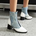 thumbnail image 4 of NECHOLOGY Botas Mujer Zapatos Botines mujer Botas de mujer Tacón Botas gruesas para mujer Hermosas botas de invierno Botas de moda Fuente Cremallera frontal Botas de tacón grueso (Blue, 7), 4 of 5