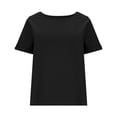 thumbnail image 6 of Eiyaclvo Womens Linen Tops Summer Short Sleeve Crew Neck T Shirts Loose Fit Solid Basic Tees Comfy Lightweight Casual Dressy Top, 6 of 9