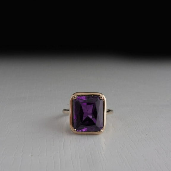 Solitaire Ring , Natural 4.32 carat Amethyst Ring In 14k Solid Gold ,February Birthstone