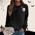 thumbnail image 4 of Tisuna Halloween Sweatshirt For Women Relaxed Fit Skull Print Crewneck Sweatshirt Ladies Long Sleeve Festival Theme Party Fall Tops Clothes Size S, 4 of 5