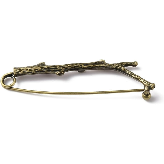 Alloy Tree Branch Safety Brooch Pin Lapel Pin for Shawls Skirts Sweaters Antique Bronze 80x20x9mm