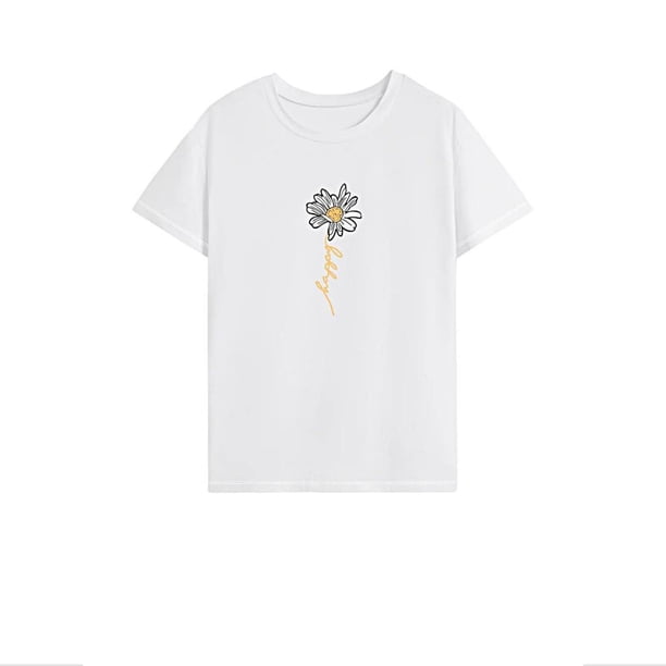 Camiseta para mujer con cuello redondo y cuello redondo, camisetas de verano para senderismo, deportes y caminar L