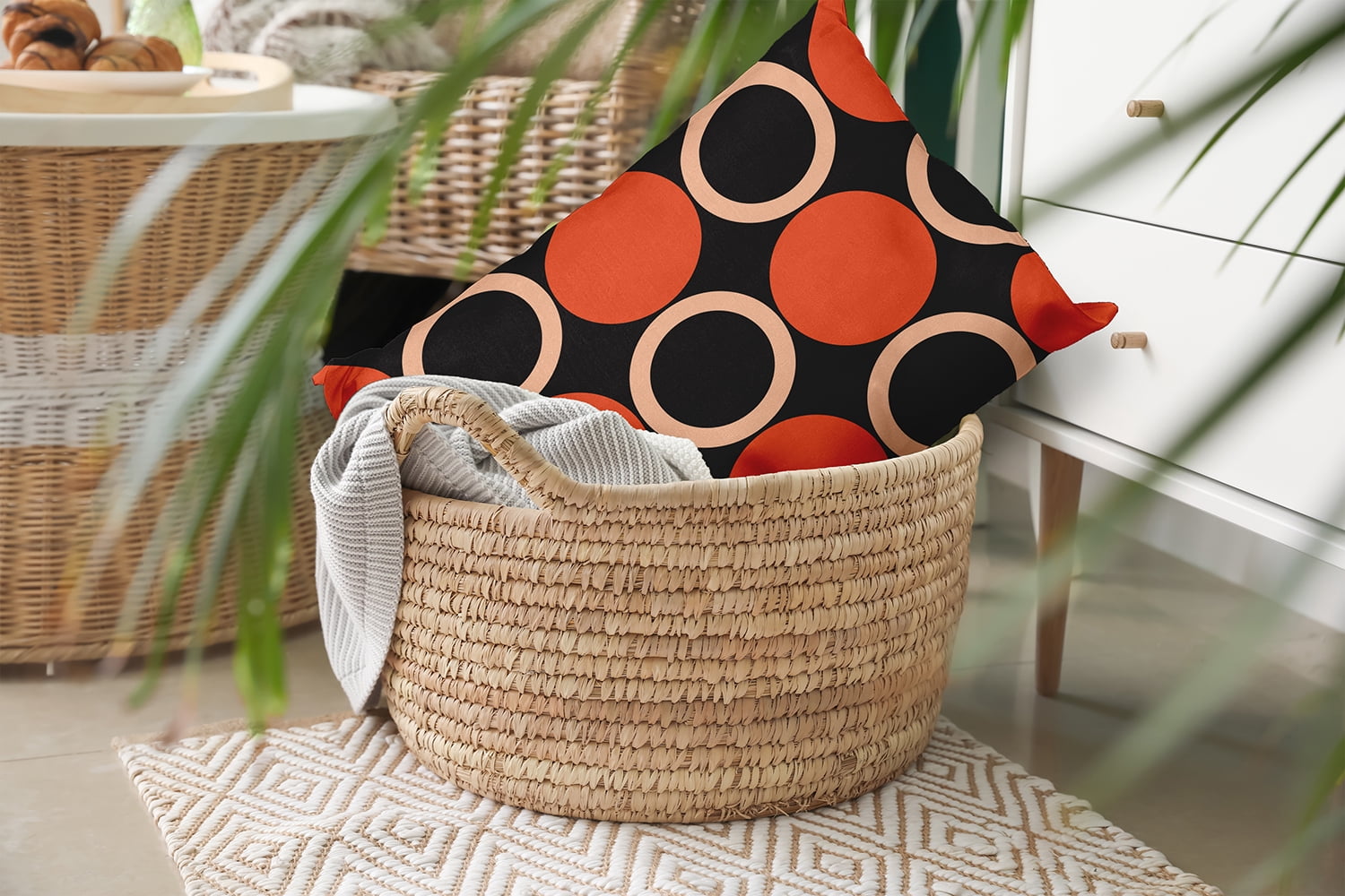 20" x 14" Simply Daisy Mod Circles Polyester Indoor/Outdoor Pillow, Harvest Orange Qty 1