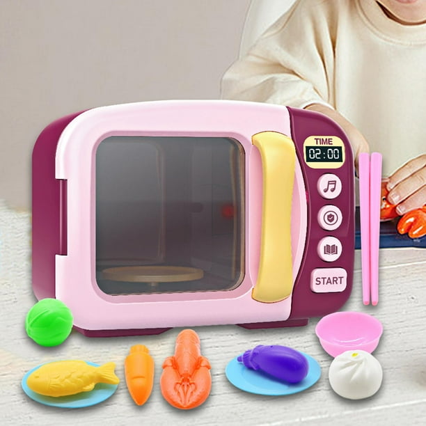 Juguetes de horno microondas para niños con luces y sonidos, juguete de aprendizaje, juguetes educativos, Rojo perfke jugar al microondas para niños