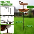 thumbnail image 3 of 36 Inch Metal Bird Bath for Outdoors, 2-in-1 Freestanding Bird Feeder Bowl with 5-Pronged Base for Garden Yard, 3 of 8