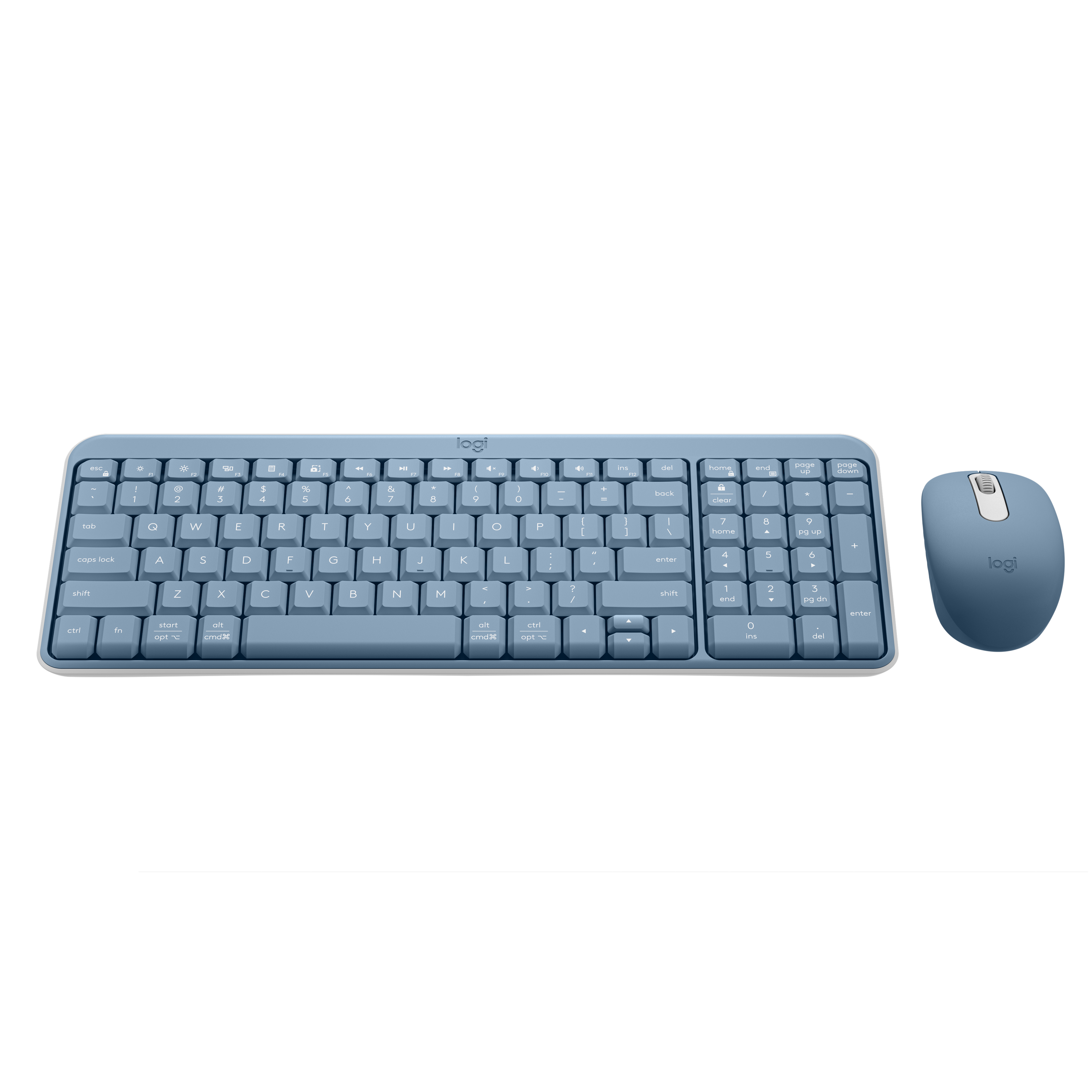 Logitech Compact Bluetooth Keyboard & Mouse Combo, Blue/Gray photo 3
