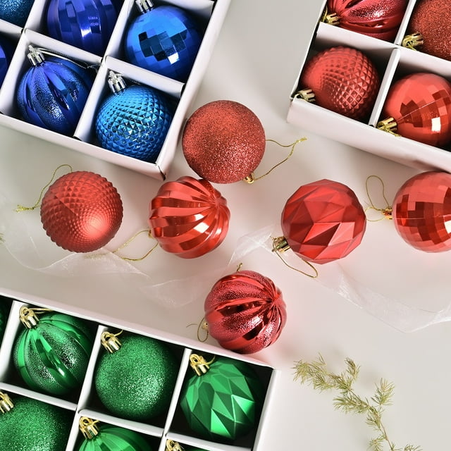 Xihbxyly Adornos para Árbol de Navidad, Diseño Galvanizado Brillante, Varios Tamaños para Una Combinación Flexible, Material Seguro E Inodoro, Decoración para Árbol de Navidad, Caja de 12 Piezas