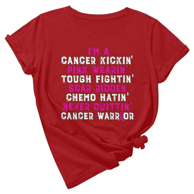 TIMIFIS Breast Cancer Awareness Pink Ribbon T-Shirt for Women Breast Cancer Shirts Work Tops Short Sleeve Out Blouse Breast Awareness Letter Print Shirt T-Shirt Tops In OctoberFall