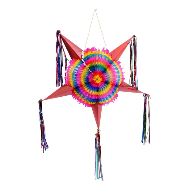 Decoración de piñadas Festival Party Paper Pinata Colorado Oro de estrella plegable Paper Decoración de fiestas de piñata