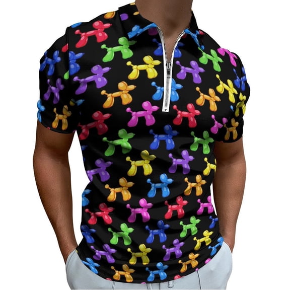 Balloon Dogs Galore! Men Zipper T-shirt Summer Casual Short Sleeve T-shirt Top