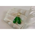 thumbnail image 4 of 14k Gold Filled Green Simulated Emerald Earrings Classic Faceted Teardrops Free Hanging Simple Dangles Designed for Adult Women, 4 of 5