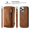 thumbnail image 6 of SaniMore Case for iPhone 14 Pro 6.1" 2022, [Crossbody Lanyard & Wrist Strap] 2 in 1 Zipper Wallet Case [Detachable] Card Holders Cash Pocket] Shockproof Anti-fall All-around Protective Cover, Brown, 6 of 12