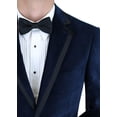 thumbnail image 3 of Mens Side-vent Blue Cotton Modern Fit Tuxedo Suit DTI DARYA, 3 of 7