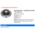 thumbnail image 2 of Rear Brake Rotor - Compatible with 2009 - 2014 Acura TL 2010 2011 2012 2013, 2 of 2
