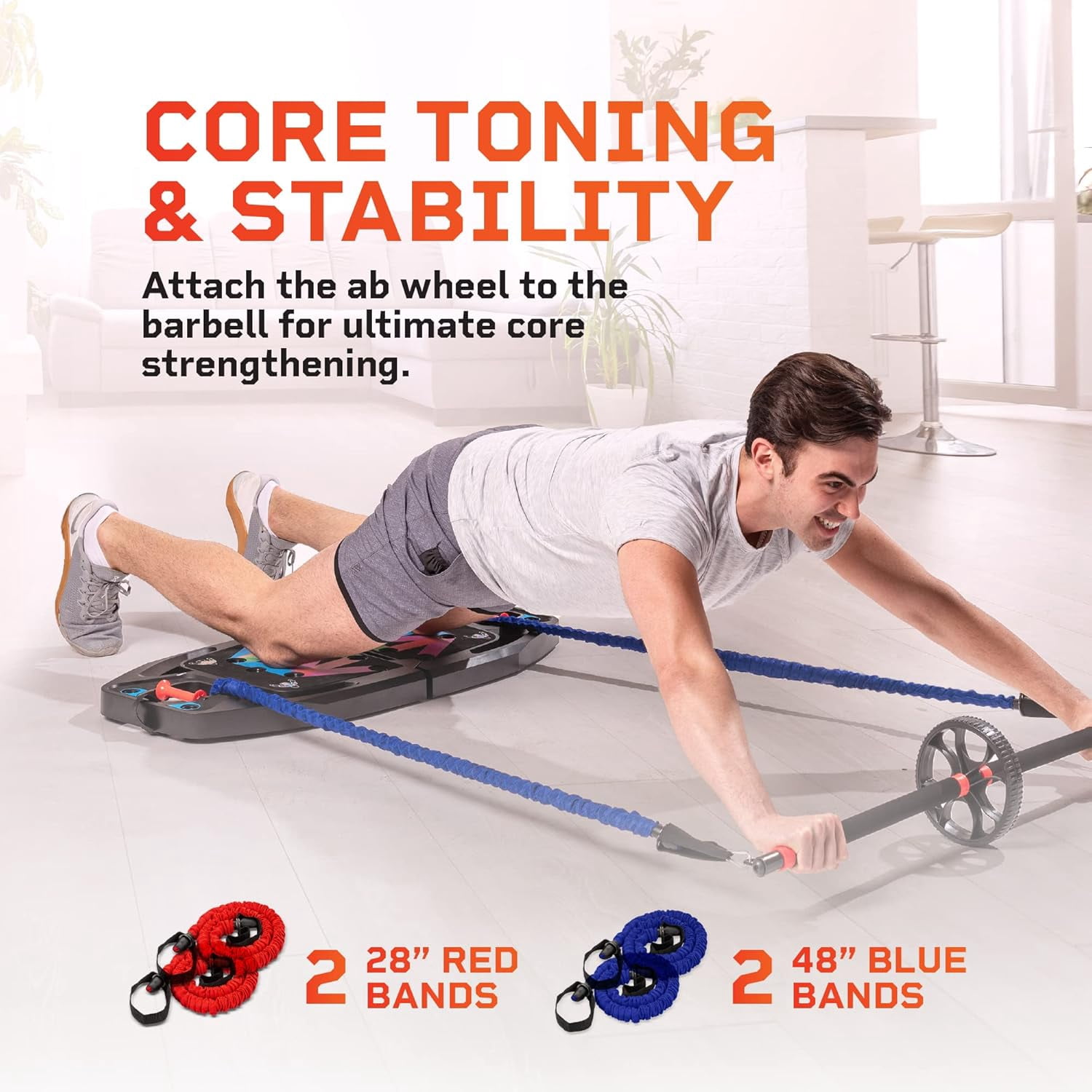 LifePro Portable Home Gym Push Up Board with Resistance Bands Full Body Workout Kit Push Up Training Rack Compact Home Workout Platform - Black