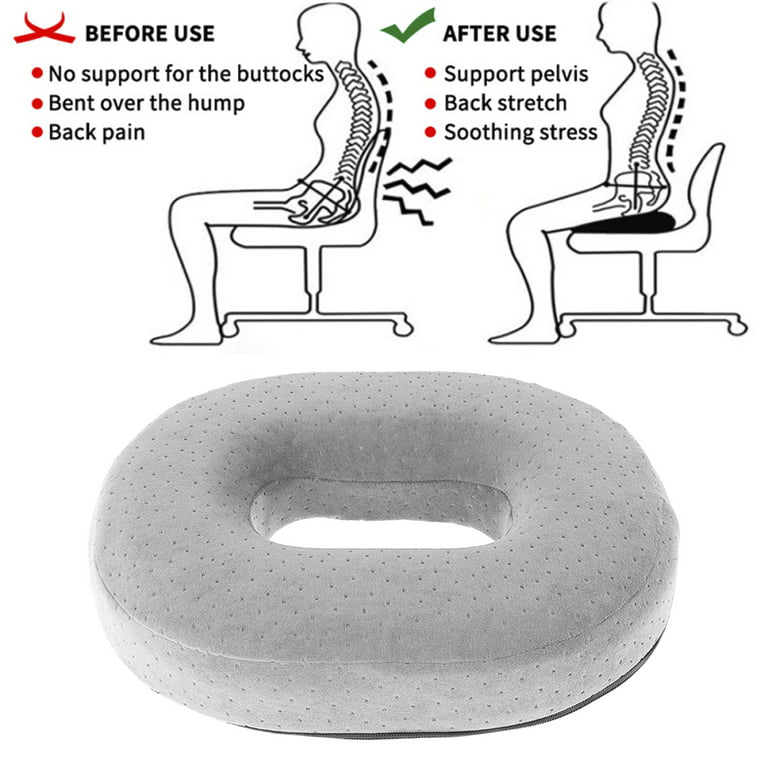 Donut Pillow Hemorrhoid Tailbone Cushion – Memory Foam Seat – Great For  Coccyx, Prostate, Sciatica, Bed Sores, Post-Surgery Pain Relief –  Orthopedic