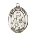 thumbnail image 2 of .925 Sterling Silver Saint Athanasius Medal Pendant on 24 Inch Endless Rhodium Plated Heavy Curb Brass Chain, Catholic Religious Necklace -Made in USA- Deluxe Velvet Gift Box, 2 of 6