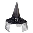 thumbnail image 2 of TanSiDing Halloween Witch Hat for Women Lace Decor Vintage Cap Carnival Party Accessories Fancy Dress Witchcraft Wizard Hat Gothic Purim Christmas Masquerade Adult, 2 of 6