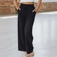 thumbnail image 2 of ZQUUVOU Womens Wide-Leg Pants Solid Color Drawstring Long Trousers Pockets（Black,XL）, 2 of 9