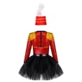 thumbnail image 2 of TiaoBug Kids Girls Circus Flag Raiser Leotard Tutu Dress with Feather Hat Halloween Performance Costume Red 14, 2 of 7