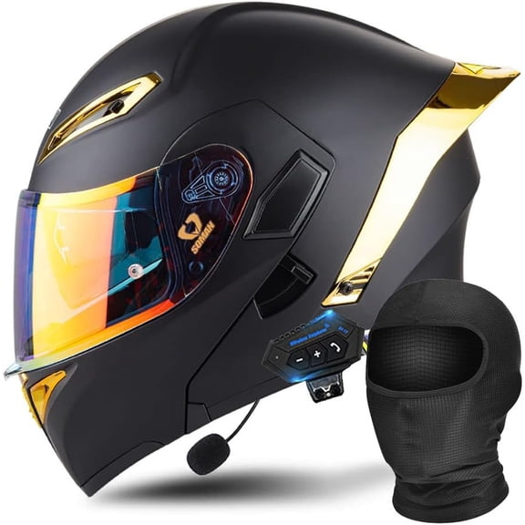 Motorcycle Modular Bluetooth Generic DOT/ECE Approved Flip Up Front Helmets Dual Anti-Fog Visors Full Face Generic Built-in Mp3 Integrated for Adults Men Women