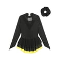 thumbnail image 5 of TiaoBug Kids Girls Figure Skating Dance Dress Rhinestone Gymnastics Leotard Dresses with Hair Band Yellow 16, 5 of 6