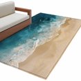 thumbnail image 2 of Rectangle Rug 4x6ft Area Rug, Teal Blue Coastal Ocean Beach Theme Area Rugs for Living Room Bedroom, Wave Coastal Sandbeach Floor Mat Non-Slip Non-Shedding Carpet Indoor Accent Rugs, 2 of 9