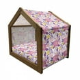 thumbnail image 2 of Garden Art Pet House, Pattern with Different Blooming Flowers Delicate Beauty of the Nature Theme, Outdoor & Indoor Portable Dog Kennel with Pillow and Cover, 5 Sizes, Multicolor, by Ambesonne, 2 of 5