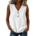 thumbnail image 2 of Pounoo Tank Tops for Women V Neck Sleeveless Button Front Plain Detail Loose Fit Shirts Casual Daily Lightweight Camisoles, 2 of 10