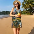 thumbnail image 3 of Balery Cozy Cottage Lakeside Sunset Pattern Women’s Summer Dresses – Loose Sleeveless Sundress, Casual and Comfortable Beach Dress for Hot Days, 3 of 7