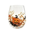 thumbnail image 2 of 3D Halloween Artisan Glassware Collection, Stemless Drinking Glasses with Raised Pumpkin Ghost Black Cat Web Design, Spooky Clear Cups for Cocktails Juice Iced Coffee, Party Gift Home Decor (Pumpkin), 2 of 8
