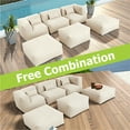 thumbnail image 5 of 6 Pieces Olefin Patio Conversation Set with Thickened Cushions 5-Seat Outdoor Furniture Set with Bean Bag Chairs (Light Beige), 5 of 10
