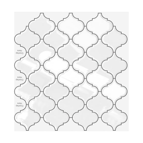 Skynature 12" x 12" White Vinyl Tiles, Bathroom Wall 10 Pieces