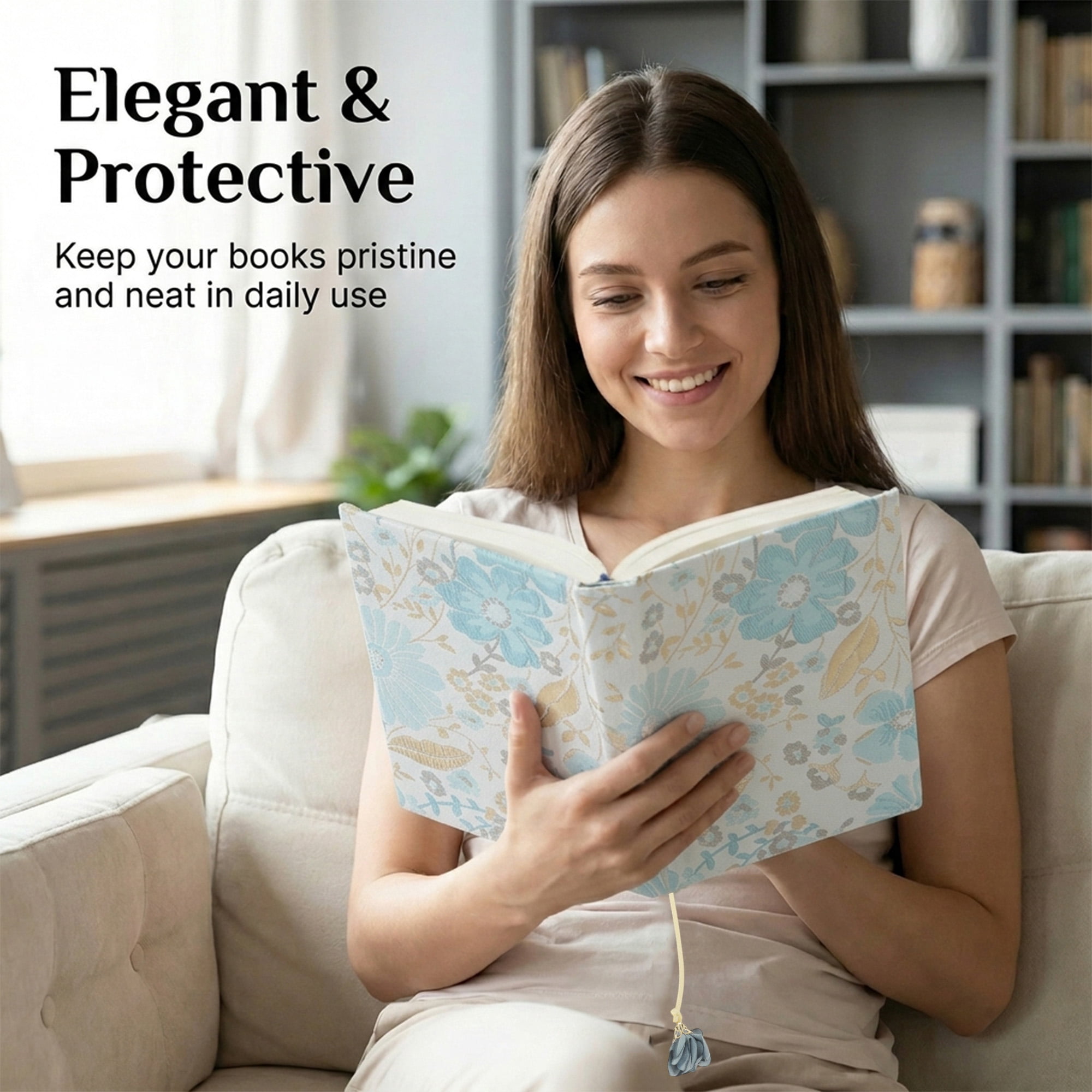 Unique Bargains Adjustable Fabric Book Cover for A5 Size Blue