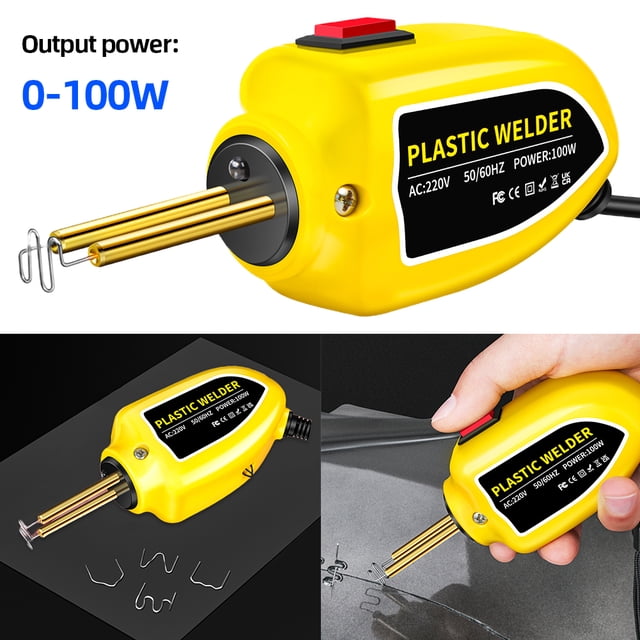 Bsvklp Máquina Soldadura Plástico 100 W Equipo Reparación Parachoques Coche Con Grapadora Caliente (amarillo UE)