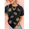 thumbnail image 5 of Women's Black Sequin Crawfish Potato Lemon Corn Graphic Crewneck T-Shirt | [ZhiHiMeRi] | (US 8-10)M, 5 of 9