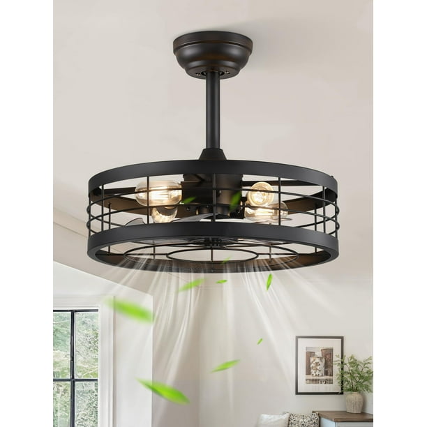Ventilador de techo LEDIARY, control remoto sin aspas, 18 pulgadas, con jaula negra