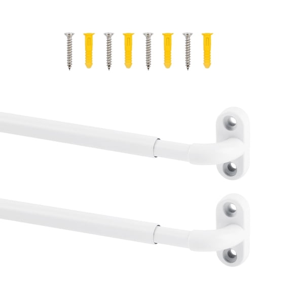Barra de cortina TYRON con banda atornillada ajustable de 45 a 75 cm, 2 unidades, color blanco