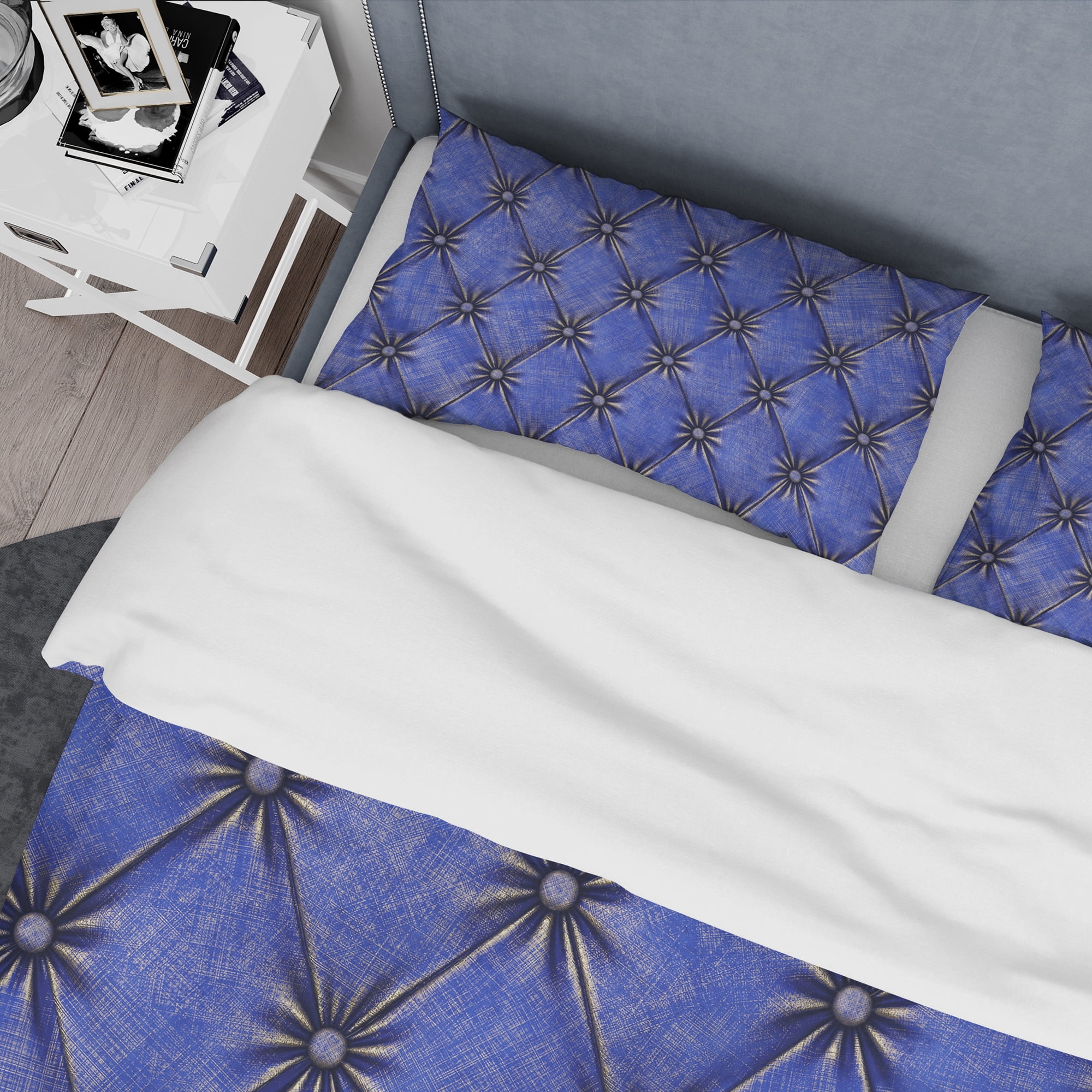 Designart 'Blue Leather Upholstery' Modern & Contemporary Duvet Cover Set
